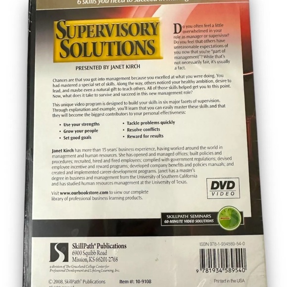 Supervisory Solutions: 6 Skills You Need To Succeed In Management (DVD) NEW - Picture 2 of 2